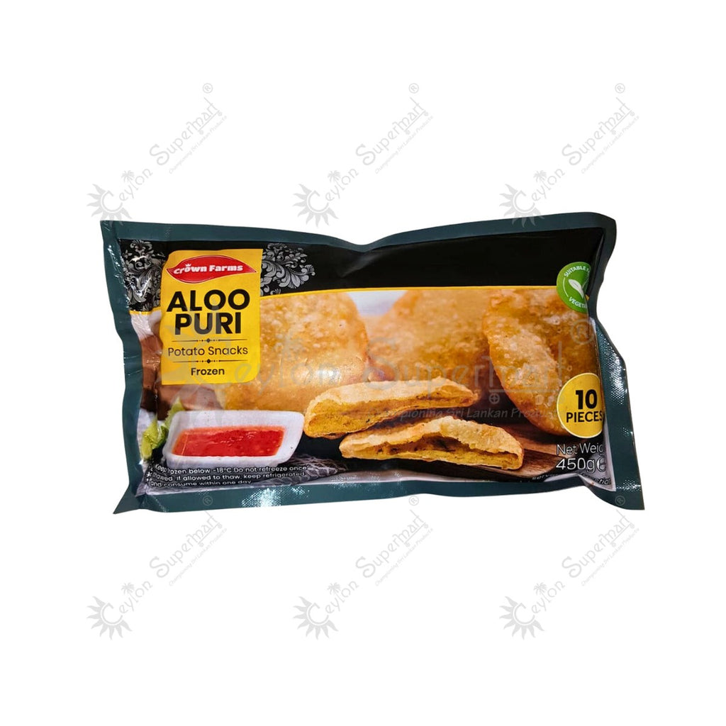 Crown Farms Frozen Aloo Puri Potato Snacks | 10 Pieces | 450g-Ceylon Supermart