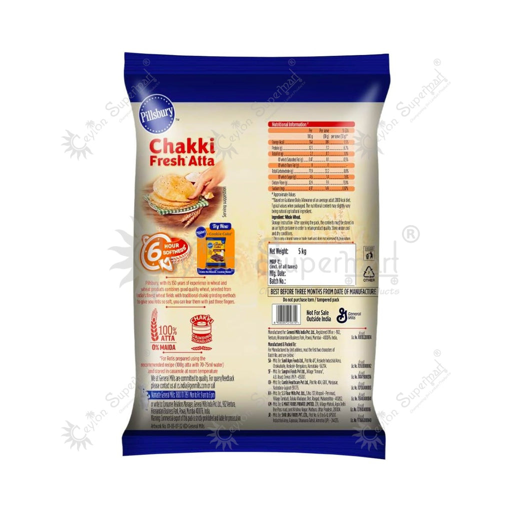 Pillsbury Whole Wheat Flour | Chakki Atta 5 kg-Ceylon Supermart