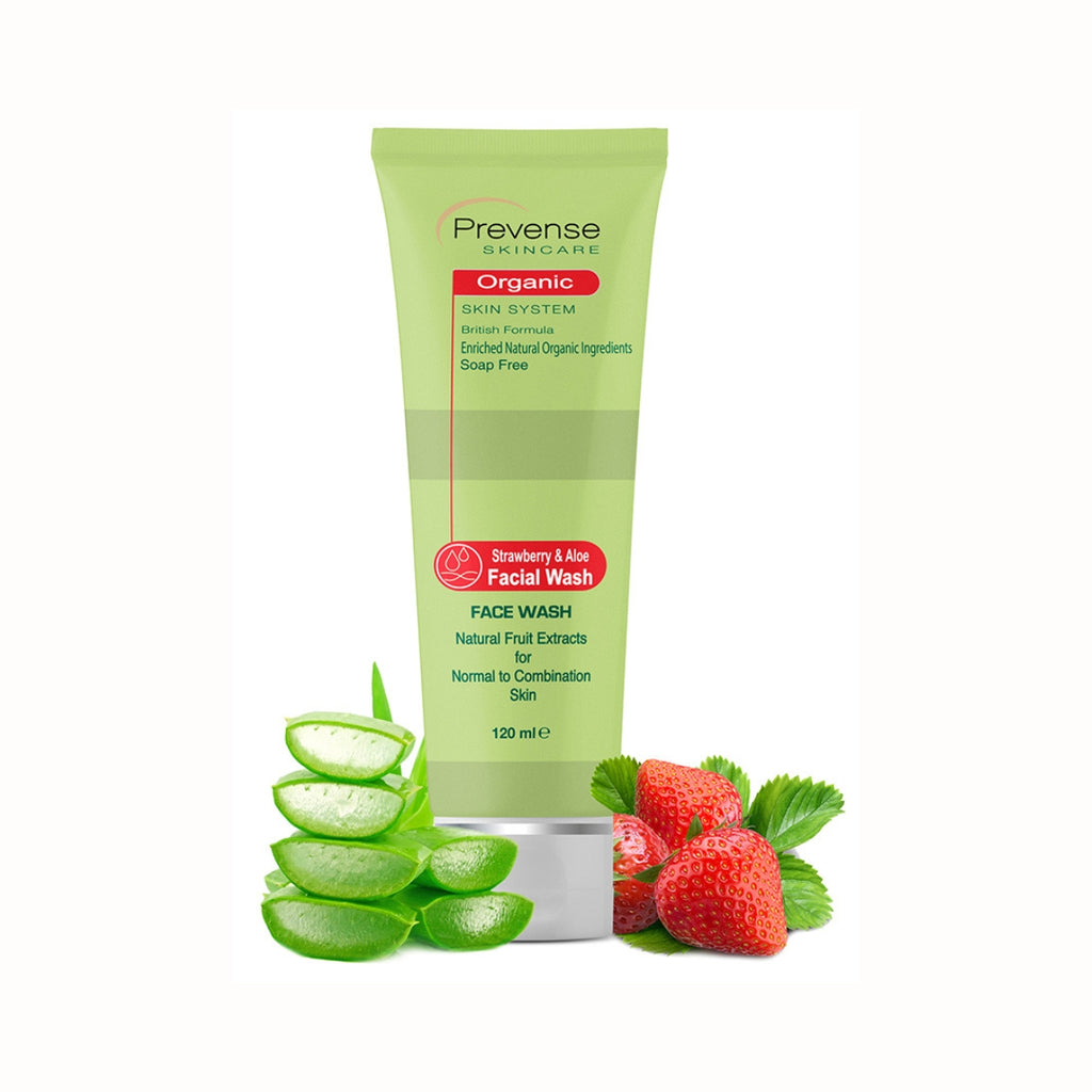 Prevense Herbal Strawberry & Aloe Facial Wash for Normal to Combination Skin 120ml British Cosmetics