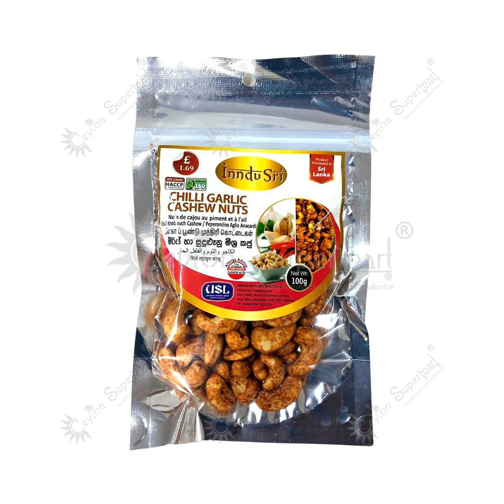 Indu Sri Chilli Garlic Cashew Nuts Savoury Snack 100g Indu Sri