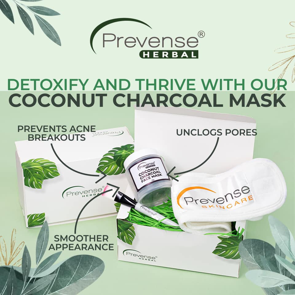 Prevense Herbal Coconut Charcoal Facial Mask 75g British Cosmetics