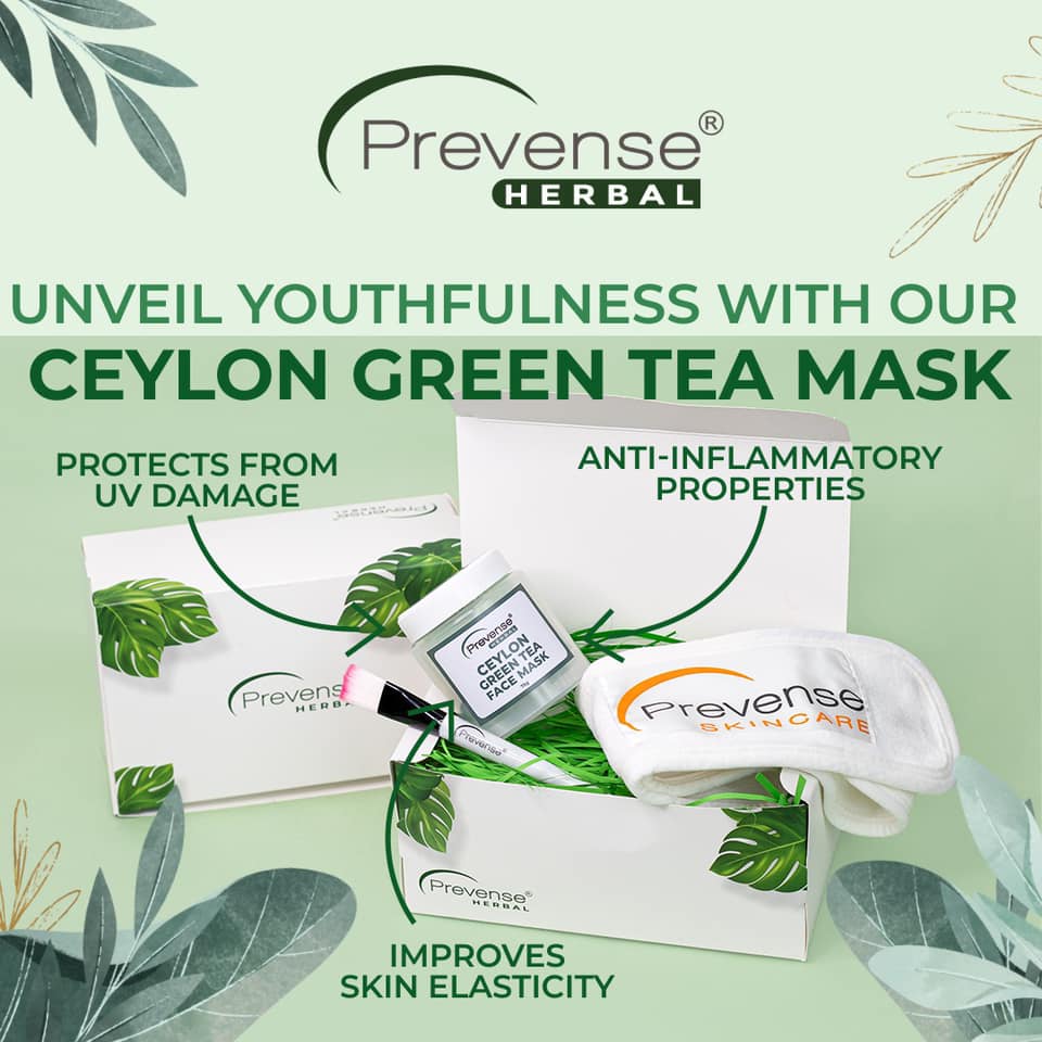 Prevense Herbal Ceylon Green Tea Facial Mask 75g British Cosmetics
