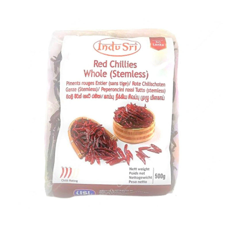 Indu Sri Red Chillies Whole | Stemless | Medium, 500g Indu Sri