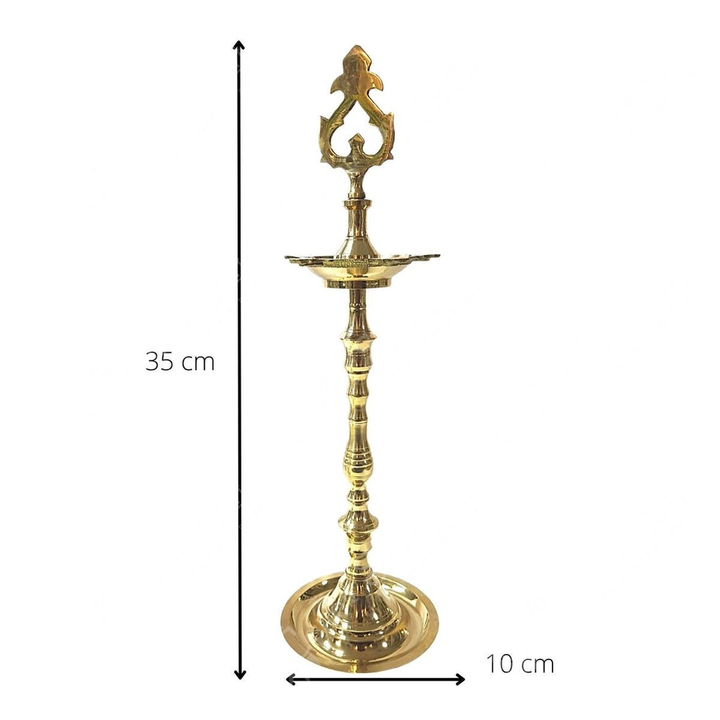 Table Top Brass Oil Lamp | Vilakku 35 cm Ceylon Supermart