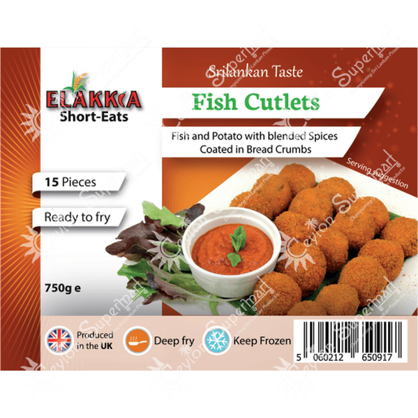Elakkia Frozen & Uncooked Sri Lankan Style Fish Cutlets 15 Pieces 750g Elakkia