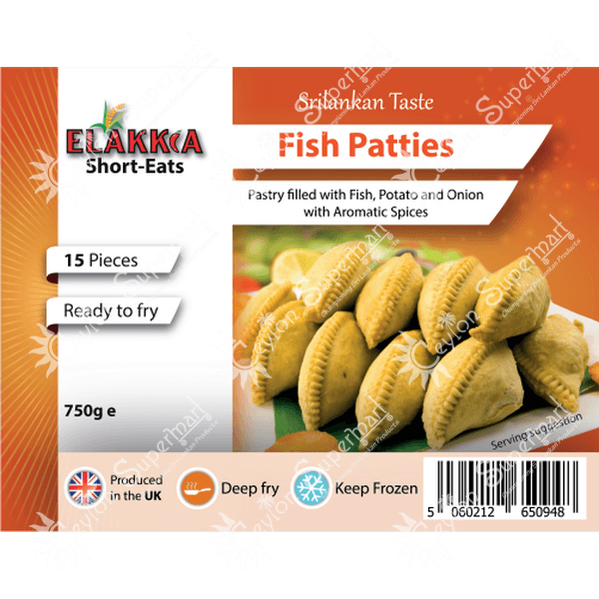 Elakkia Frozen & Uncooked Sri Lankan Style Fish Patties 15 Pieces Elakkia