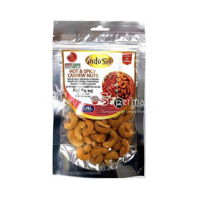 Indu Sri Hot & Spicy Cashew Nuts Savoury Snack, 100g Indu Sri