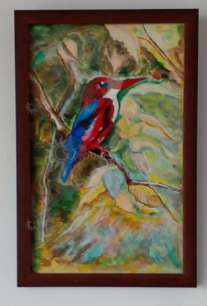 Tambapanni Exclusive Painting of Birds of Ceylon - White-throated Kingfisher-Ceylon Supermart