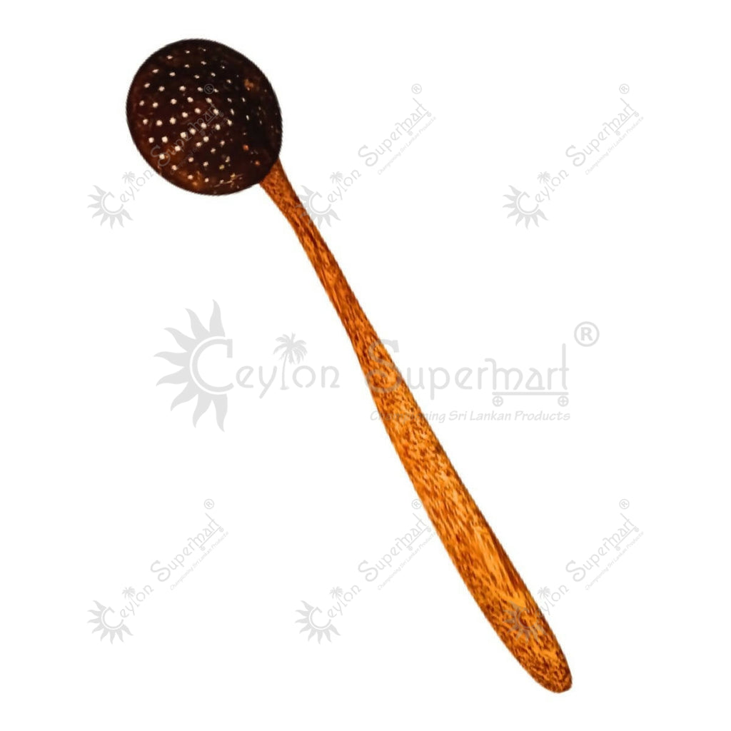 Oil Spoon | Coconut shell skimmer |10 inch long handle | Single Spoon E and E shop
