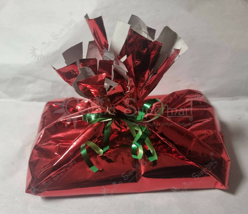 1kg Gift wrapped Sri Lankan style Christmas Cake slab with a layer of Marsipan on the top. (Pre-order only)-Ceylon Supermart